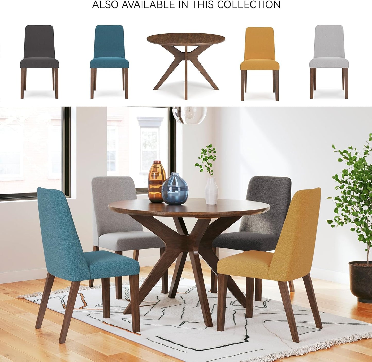 Signature Design by Ashley Lyncott Traditional Round Dining Room Table, Seats up to 4, Brown, 45" W x 29.75" H