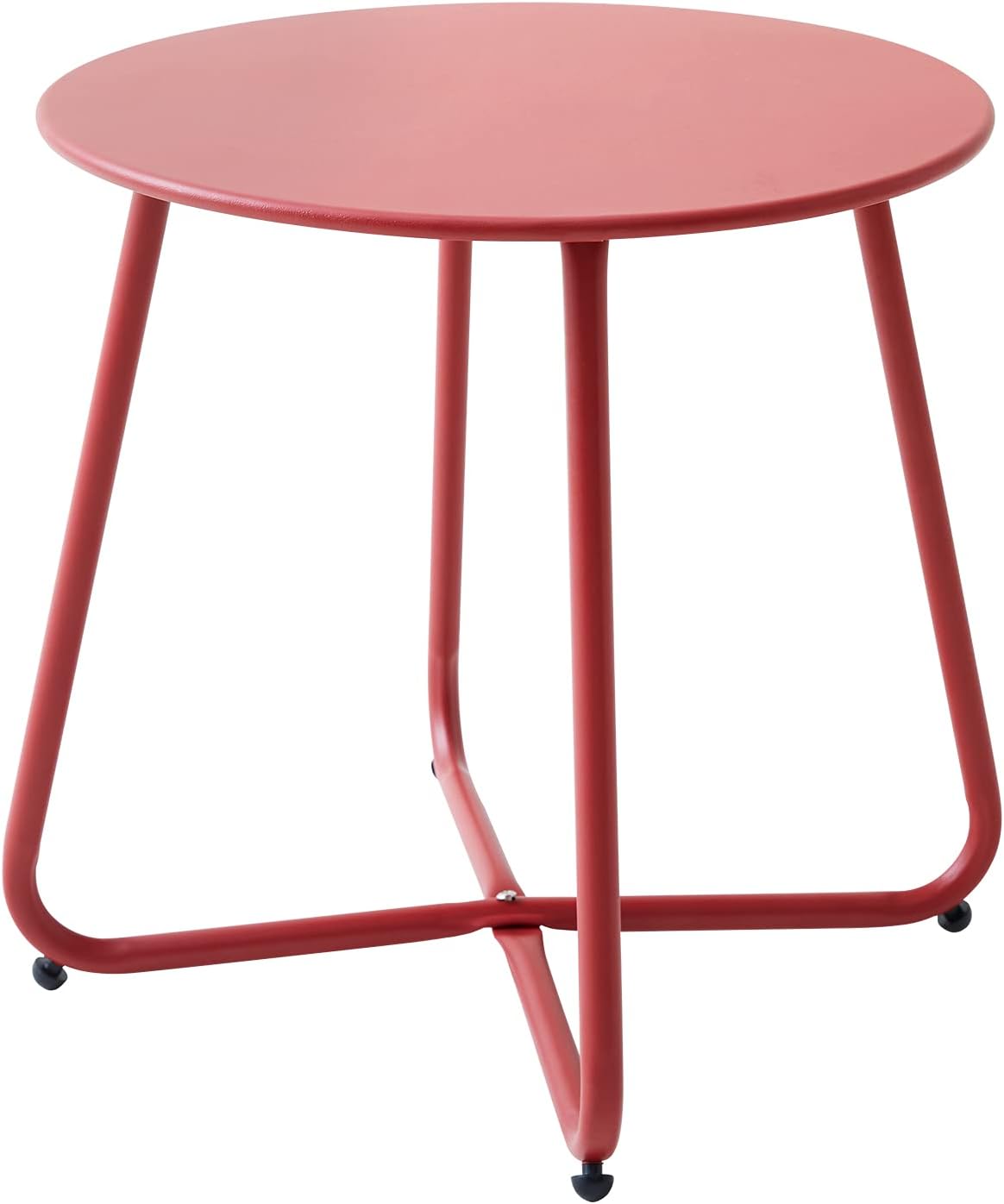 Patio Small Side Table Waterproof Round Metal Steel Weather Resistant Portable Outdoor and Indoor End Table for Garden Balcony Yard, Black