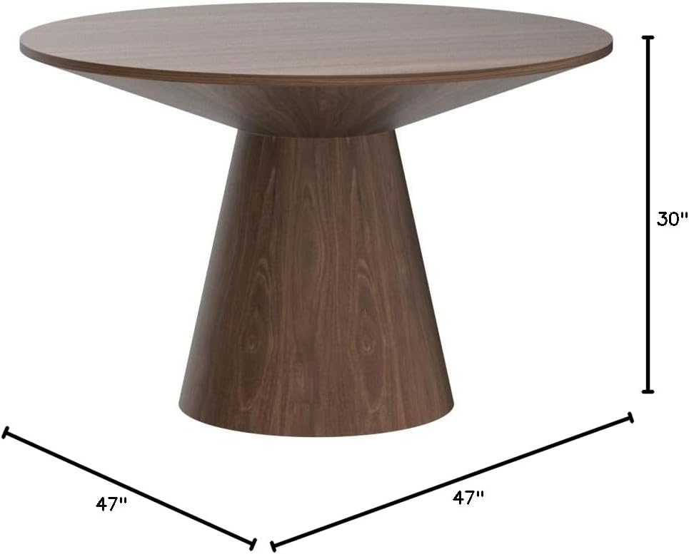 Modway Provision 47" Round Wood Grain Dining Table in Walnut