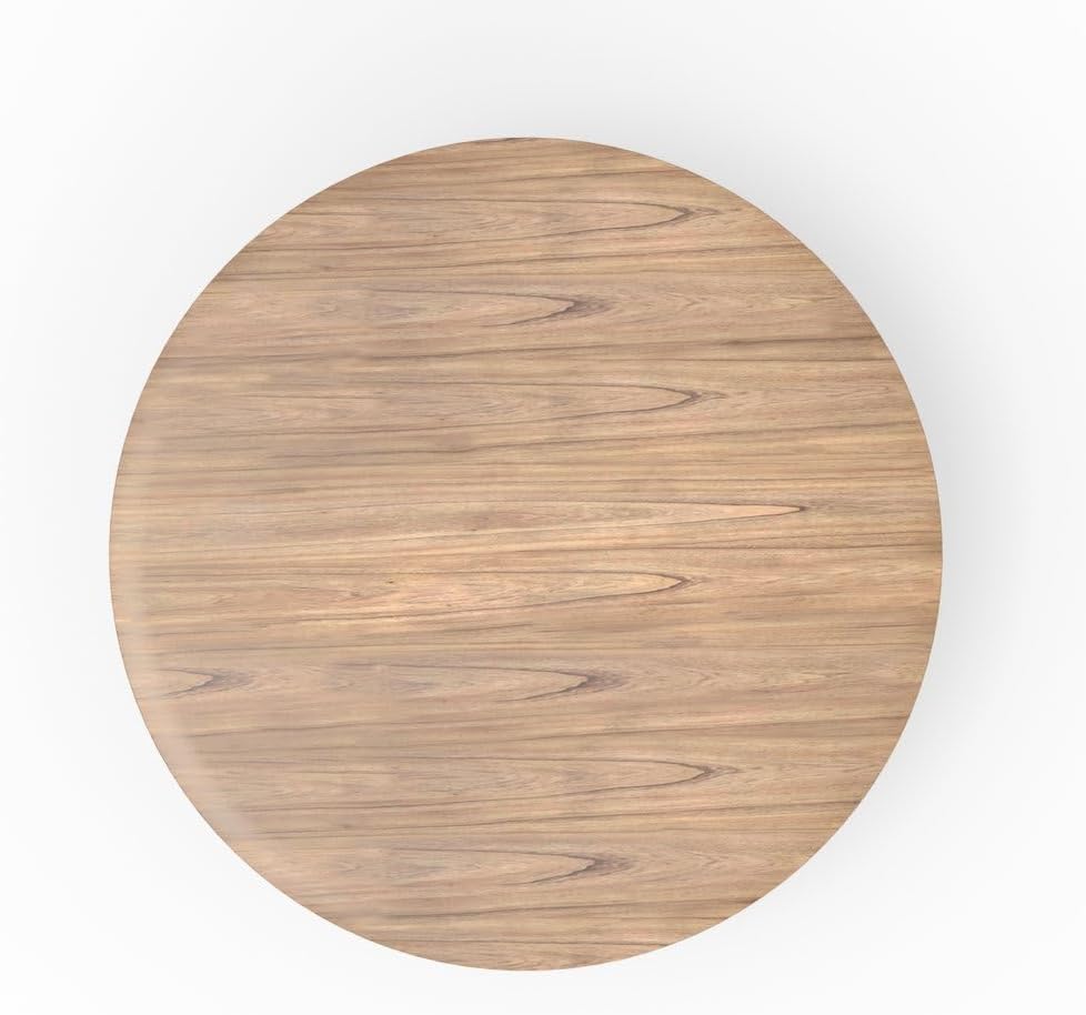 Alpine Furniture Brown Round Dining Table 59 Inches, Natural Finish with Tapered Pedestal Base, Solid Rubberwood Mindi Veneer, Seats 4-6 for Kitchen