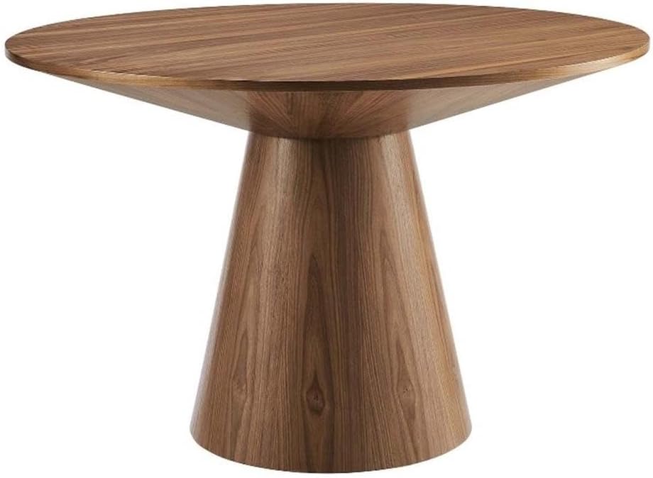 Modway Provision 47" Round Wood Grain Dining Table in Walnut