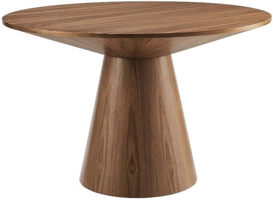Modway Provision 47" Round Wood Grain Dining Table in Walnut