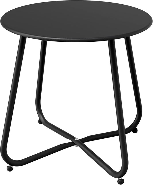 Grand patio Outdoor Side Table, 18-inch Small Round Side Table with Adjustable Feet, Elegant Patio Furniture for Balcony Porch Deck Poolside, Black