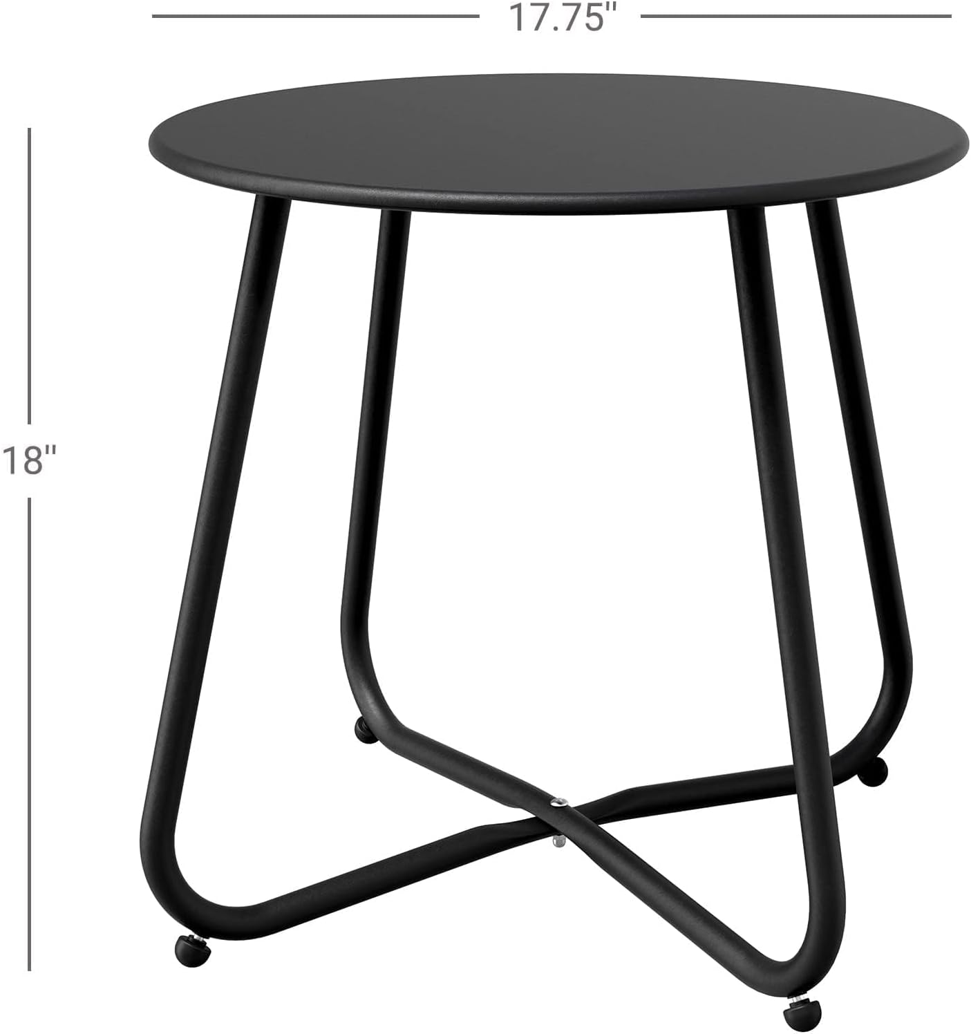 Grand patio Outdoor Side Table, 18-inch Small Round Side Table with Adjustable Feet, Elegant Patio Furniture for Balcony Porch Deck Poolside, Black