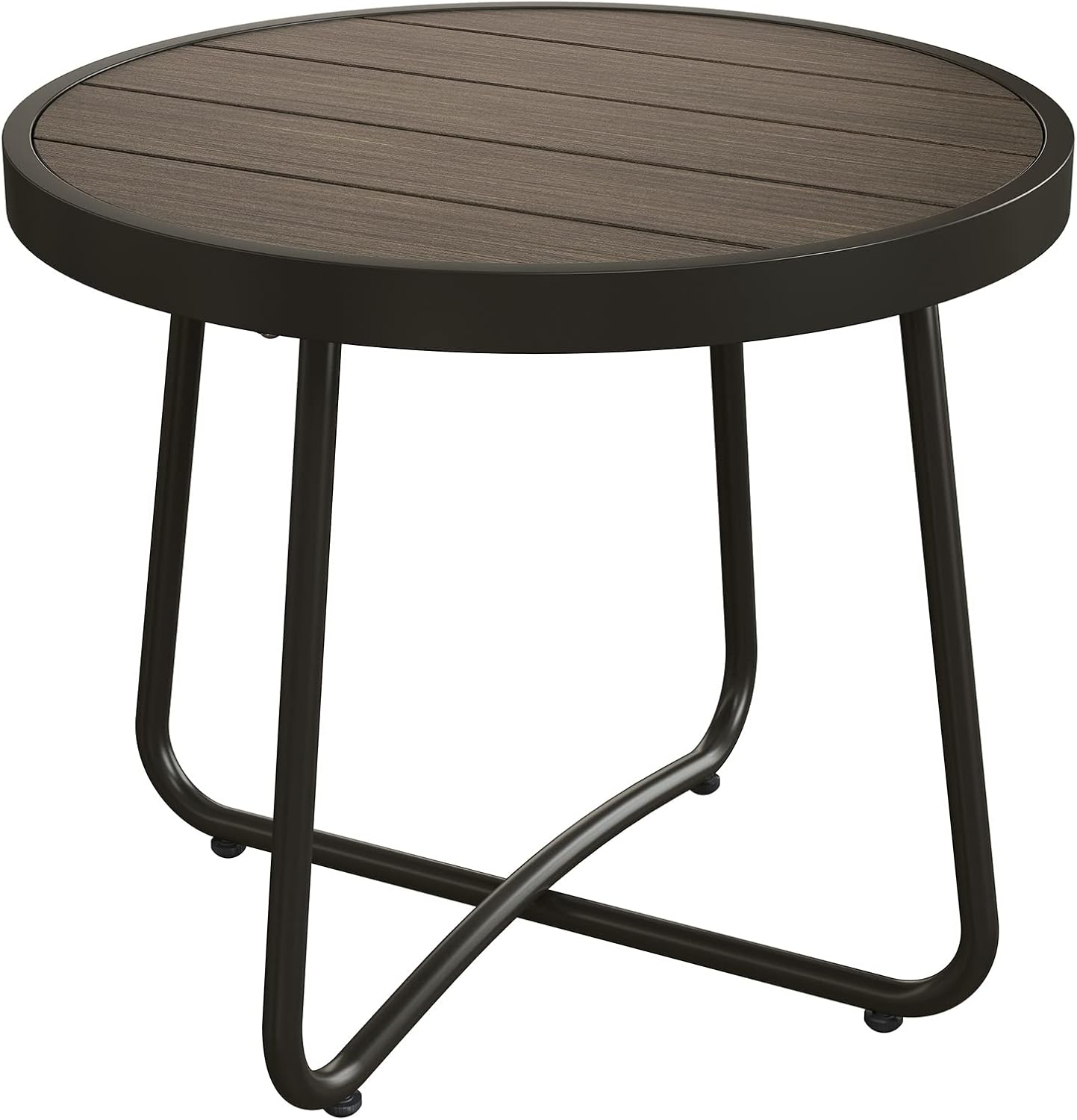 Grand patio Outdoor Side Table, 18-inch Small Round Side Table with Adjustable Feet, Elegant Patio Furniture for Balcony Porch Deck Poolside, Black