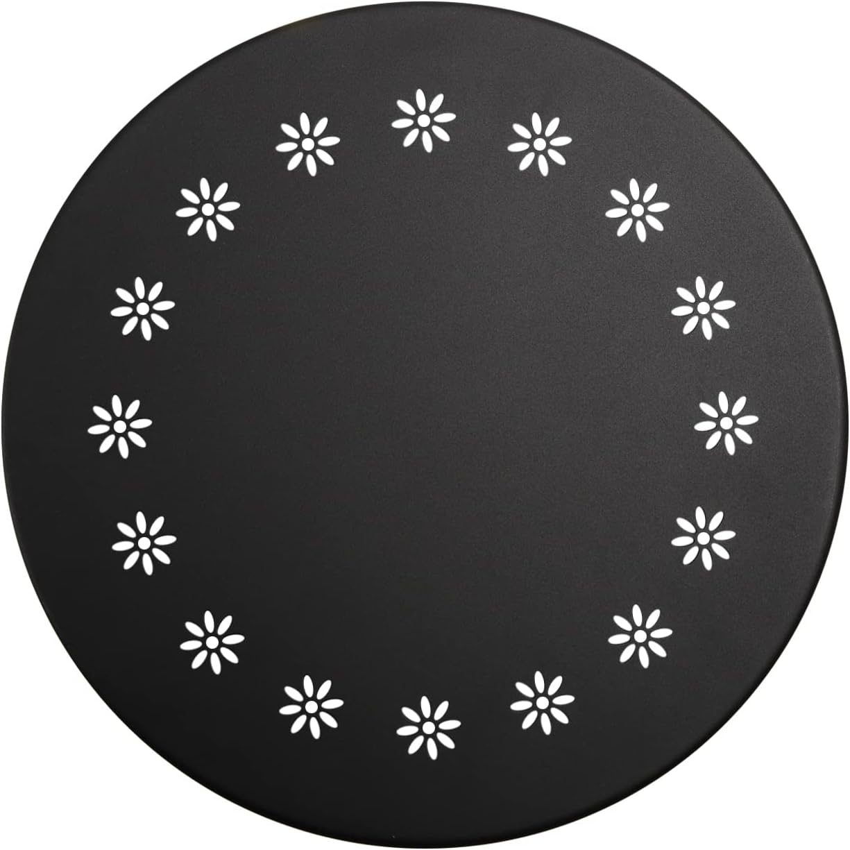 danpinera Outdoor Side Tables with Flower Cut Outs, Weather Resistant Steel Patio Side Table, Small Round Outdoor End Table Metal Side Table for Patio Yard Balcony Garden Black