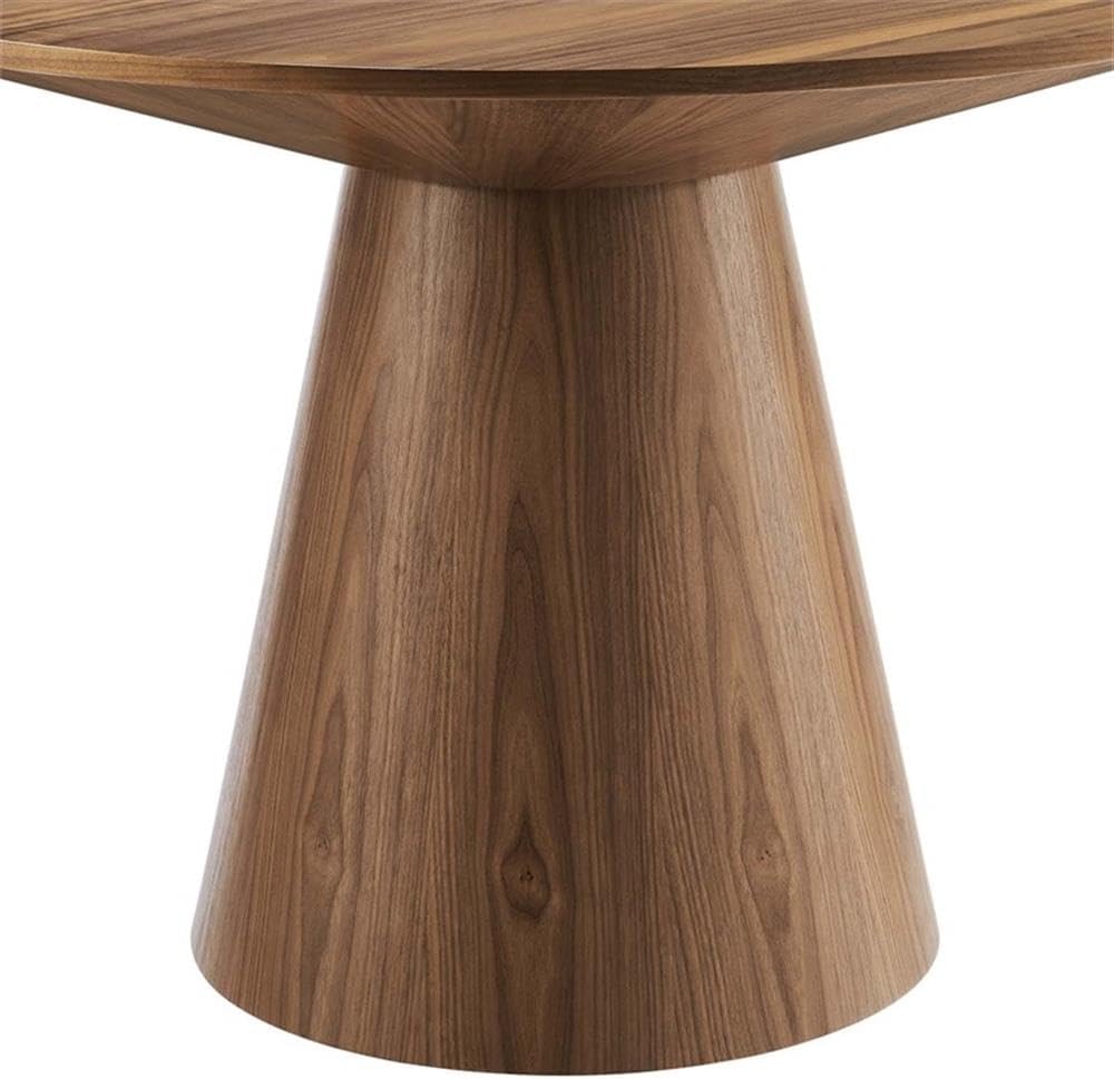 Modway Provision 47" Round Wood Grain Dining Table in Walnut