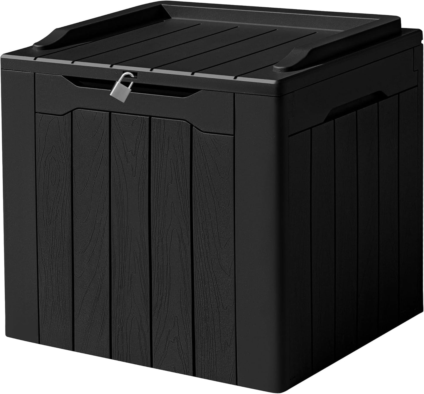 Devoko 100 Gallon Waterproof Large Resin Deck Box Indoor Outdoor Lockable Storage Container for Patio Furniture Cushions Garden Tools (100 Gallon, Black)