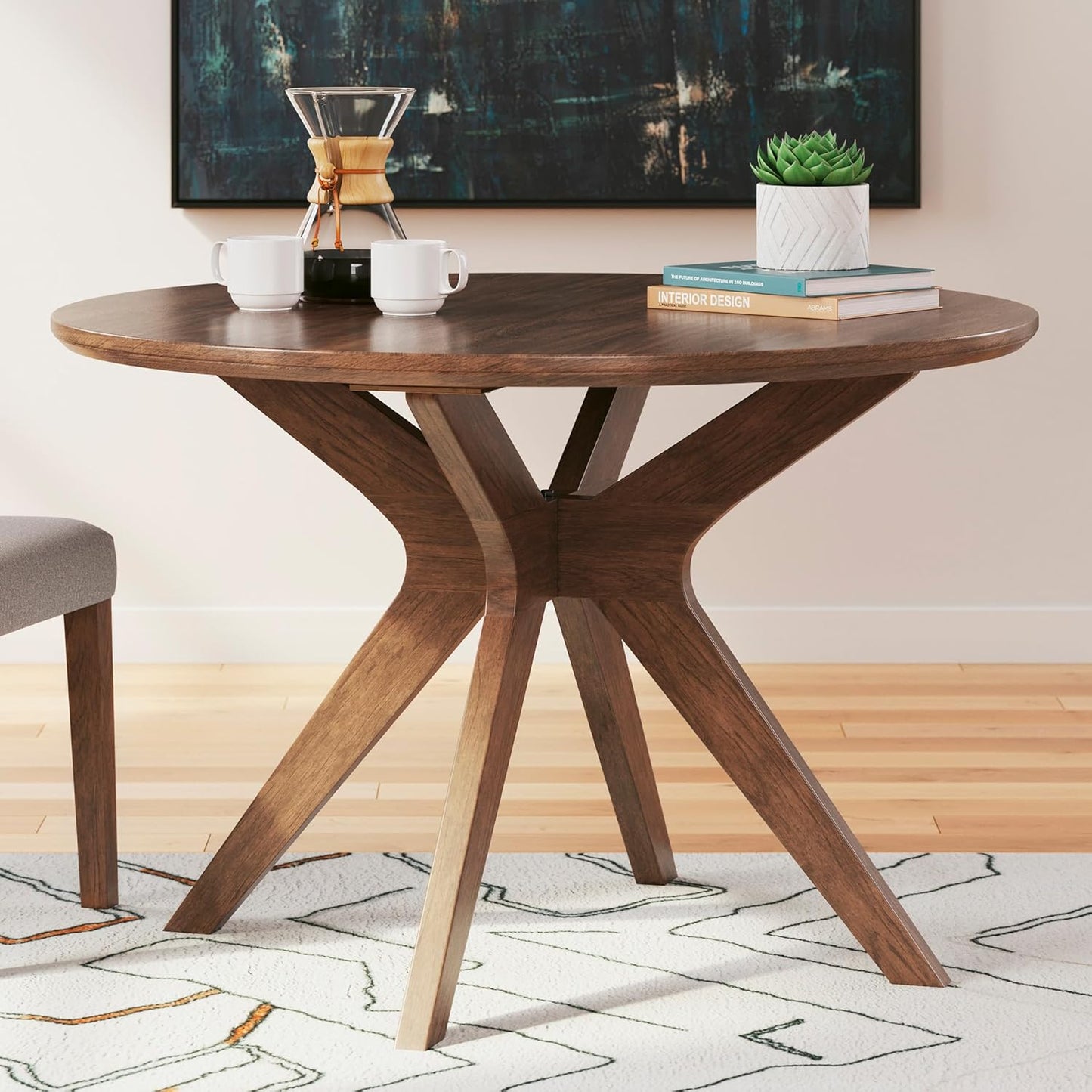 Signature Design by Ashley Lyncott Traditional Round Dining Room Table, Seats up to 4, Brown, 45" W x 29.75" H