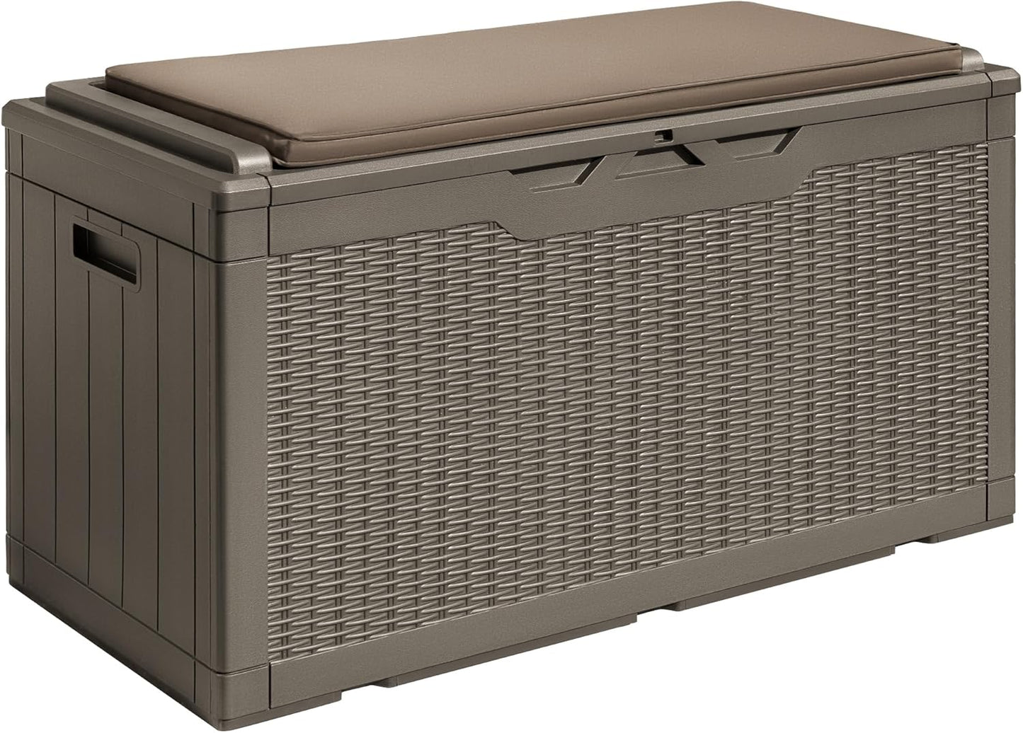 Devoko 100 Gallon Waterproof Large Resin Deck Box Indoor Outdoor Lockable Storage Container for Patio Furniture Cushions Garden Tools (100 Gallon, Black)