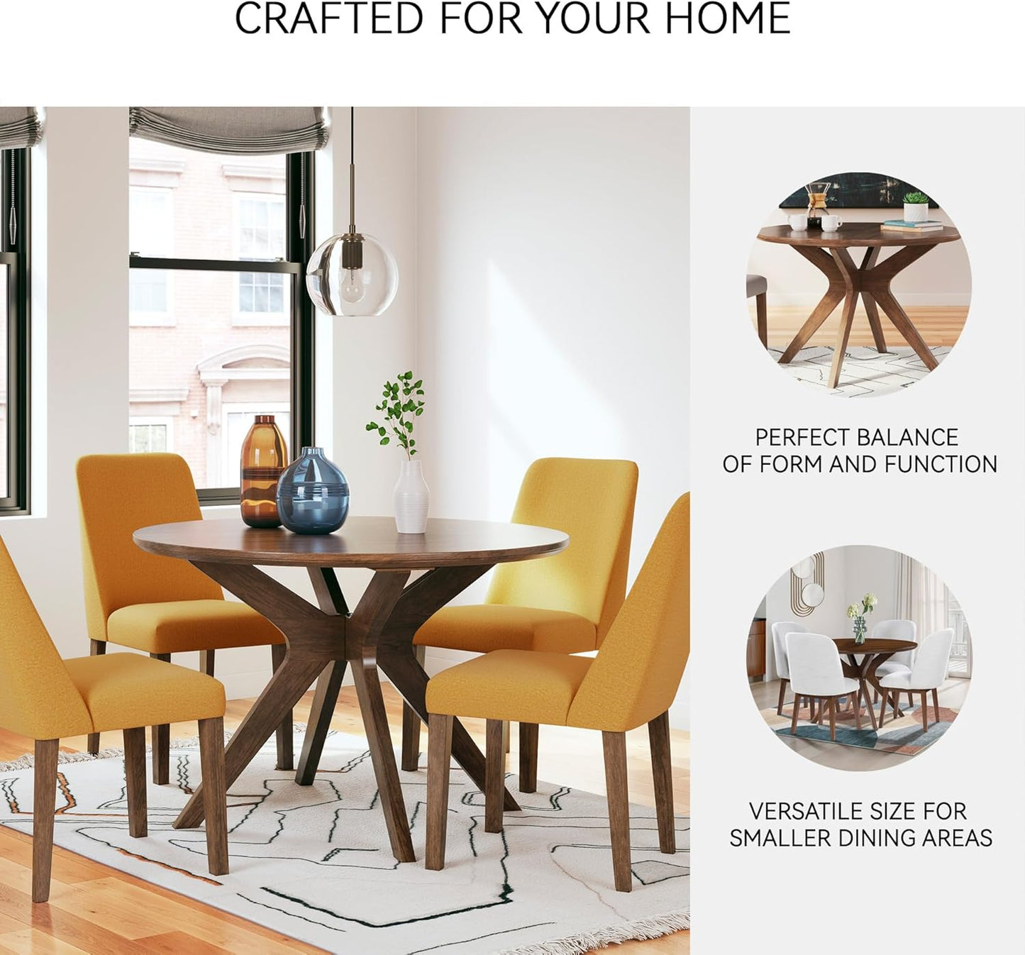 Signature Design by Ashley Lyncott Traditional Round Dining Room Table, Seats up to 4, Brown, 45" W x 29.75" H