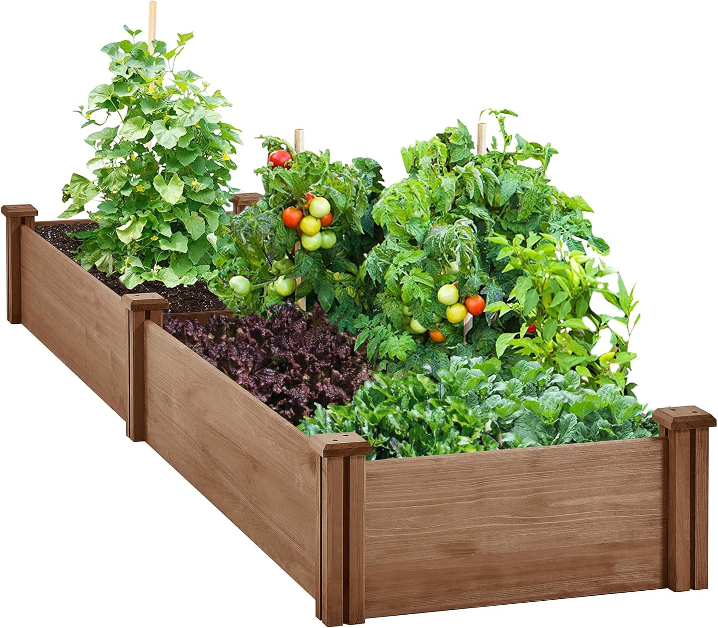 Yaheetech 8×2ft Wooden Horticulture Raised Garden Bed Divisible Elevated Planting Planter Box for Flowers/Vegetables/Herbs in Backyard/Patio Outdoor, Natural Wood, 95 x 25 x 11in