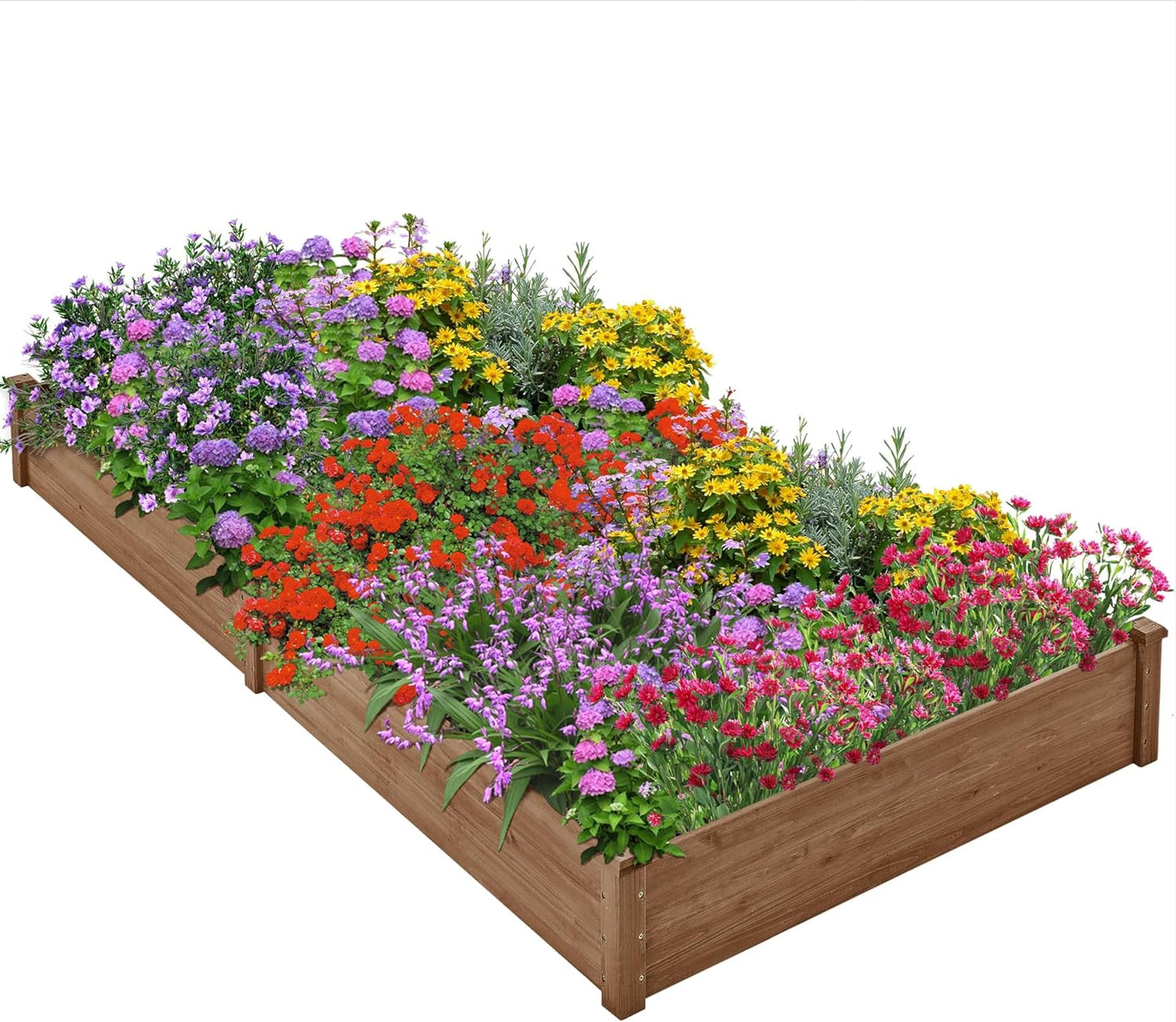 Yaheetech 8×2ft Wooden Horticulture Raised Garden Bed Divisible Elevated Planting Planter Box for Flowers/Vegetables/Herbs in Backyard/Patio Outdoor, Natural Wood, 95 x 25 x 11in